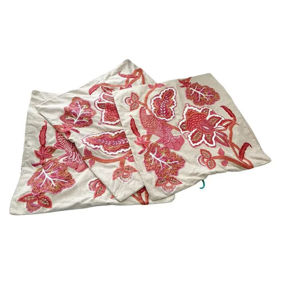 Pottery Barn Set of 3 Paige Palempore Embroidered Applique Pillow Covers 24x24